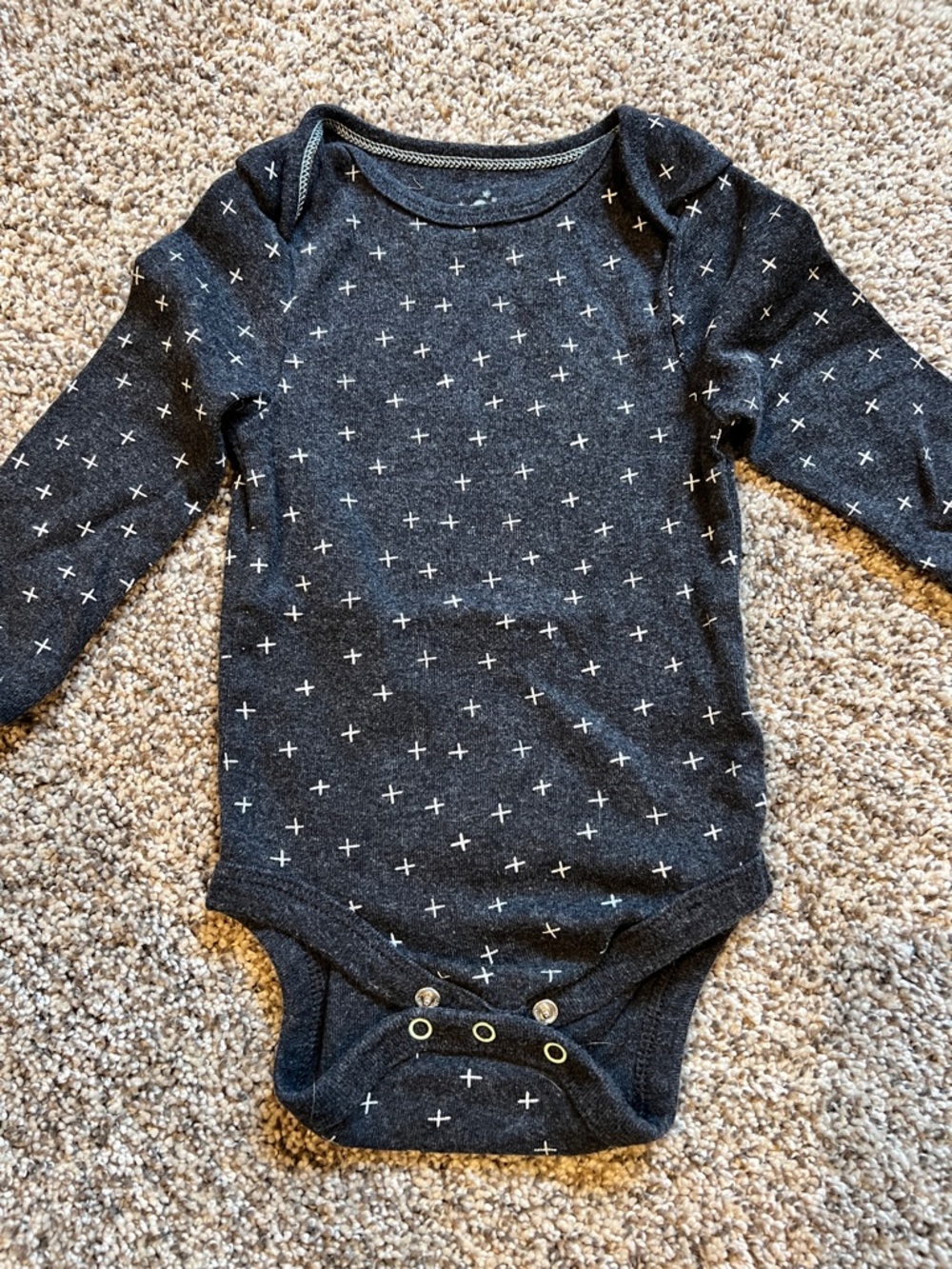 cloud island Black Long-Sleeve Bodysuit with White Cross Print